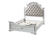 Beige pu upholstery headboard & antique white finish queen bed by Acme additional picture 2