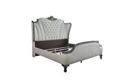 Two tone ivory fabric tufted wingback headboard & charcoal finish queen bed by Acme additional picture 3