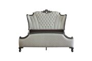 Two tone ivory fabric tufted wingback headboard & charcoal finish queen bed by Acme additional picture 4