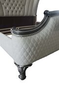 Two tone ivory fabric tufted wingback headboard & charcoal finish queen bed by Acme additional picture 7