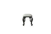 Two tone ivory fabric upholstery & charcoal finish legs bench by Acme additional picture 3