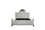 Two tone ivory fabric arched tufted headboard with carvings queen bed by Acme additional picture 17