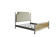 Beige pu scooped upholstered headboard & pearl gray finish queen bed by Acme additional picture 12