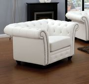 White bonded leather tufted rolled arms sofa by Acme additional picture 2