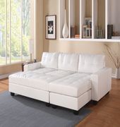 Reversible small white bonded leather match sectional additional photo 2 of 2