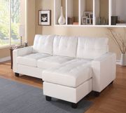 Reversible small white bonded leather match sectional by Acme additional picture 3