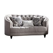Curved arms light gray fabric living room sofa by Acme additional picture 2