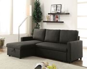 Charcoal linen sectional sofa w/ pull-out bed additional photo 3 of 2