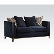Blue fabric / nailhead trim contemporary couch additional photo 2 of 2