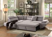 Gray fabric sectional sofa w/ pull-out sleeper by Acme additional picture 2