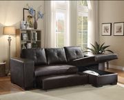 Black pu leather sectional w/ storage/bed by Acme additional picture 2