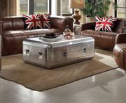 Brown top grain aluminum sofa set by Acme additional picture 3