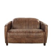 Brown top grain aluminum loveseat by Acme additional picture 3