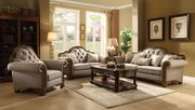 Traditional fabric / latte oak finish sofa by Acme additional picture 2