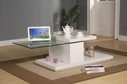 White coffee table with glass swivel top by Acme additional picture 2