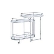 Clear glass 3 tier shelf & chrome finish serving cart by Acme additional picture 2