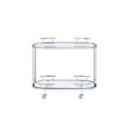 Clear glass 3 tier shelf & chrome finish serving cart by Acme additional picture 5