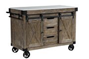 Marble top & weathered gray finish base rectangular kitchen island by Acme additional picture 2