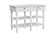 Marble top & white finish base rectangular kitchen island by Acme additional picture 2