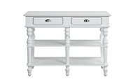 Marble top & white finish base rectangular kitchen island by Acme additional picture 3