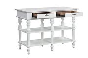 Marble top & white finish base rectangular kitchen island by Acme additional picture 4