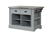 Gray finish stainless steel top kitchen island additional photo 4 of 6