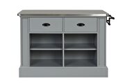 Gray finish stainless steel top kitchen island additional photo 5 of 6