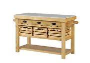 Marble & natural finish rectangular kitchen island by Acme additional picture 4