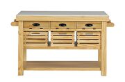 Marble & natural finish rectangular kitchen island by Acme additional picture 5