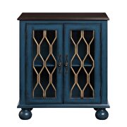 Antique blue finish pattern & clear glass front doors accent table by Acme additional picture 3