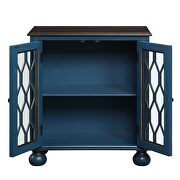 Antique blue finish pattern & clear glass front doors accent table by Acme additional picture 4