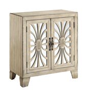 Antique white finish pattern & mirror front doors rectangular console table by Acme additional picture 2