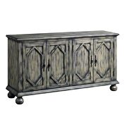 Rustic gray finish rectangular console table w/ 4 doors by Acme additional picture 2