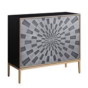 Black, gray & brass finish rectangular console table w/ 2 doors by Acme additional picture 2
