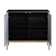 Black, gray & brass finish rectangular console table w/ 2 doors by Acme additional picture 4