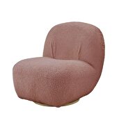 Pink teddy sherpa upholstery swivel accent chair by Acme additional picture 2