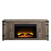 Rustic oak finish rustic farmhouse style fireplace by Acme additional picture 3