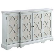 Light teal finish pattern & linen doors front console table by Acme additional picture 2