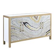 Stone grain, white & gold finish stone grain doors front console table by Acme additional picture 2