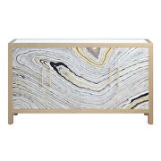 Stone grain, white & gold finish stone grain doors front console table by Acme additional picture 3