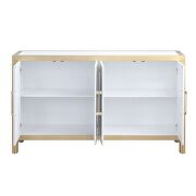 Stone grain, white & gold finish stone grain doors front console table by Acme additional picture 4