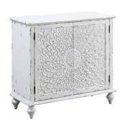 Antique white finish pattern front doors accent table by Acme additional picture 2