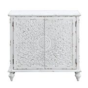 Antique white finish pattern front doors accent table by Acme additional picture 3