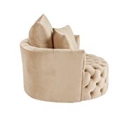 Beige velvet button tufted barrel chair by Acme additional picture 4