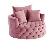 Pink velvet button tufted barrel chair by Acme additional picture 2