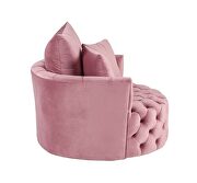 Pink velvet button tufted barrel chair by Acme additional picture 4