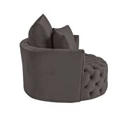 Gray velvet button tufted barrel chair by Acme additional picture 4
