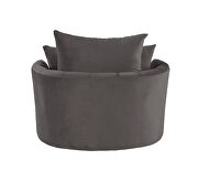 Gray velvet button tufted barrel chair by Acme additional picture 5