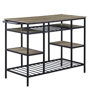 Rustic oak & black finish frame kitchen island by Acme additional picture 2