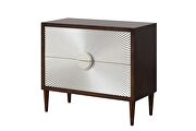 Silver & walnut finish pattern drawer front accent table by Acme additional picture 2